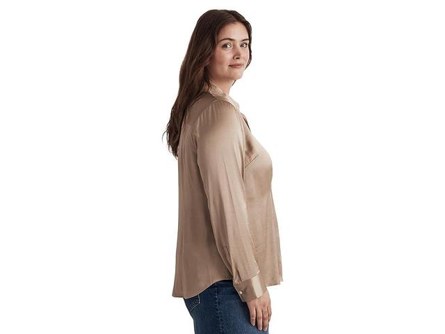 Madewell Plus Darted Button-Up Shirt in Satin (Matchstick) Women's Clothing Product Image