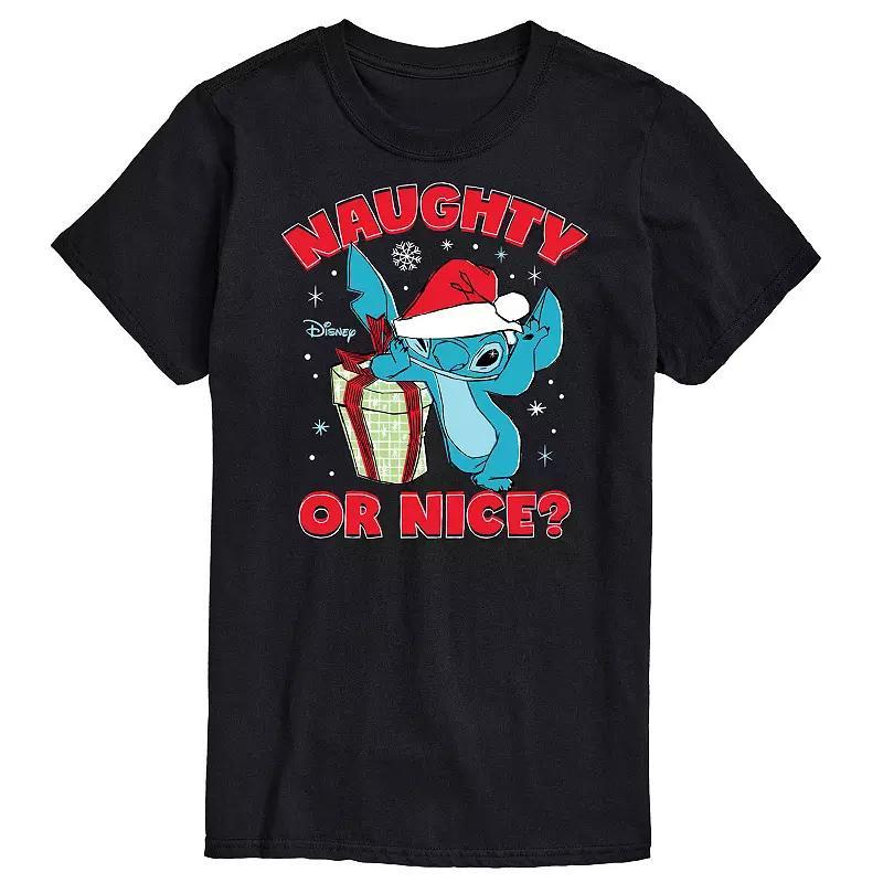 Disneys Lilo & Stitch Big & Tall Naughty Or Nice Graphic Tee, Mens Blue Product Image