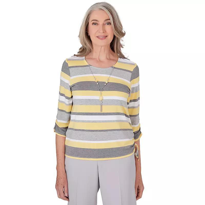 Womens Alfred Dunner Striped Side Ruched Top Product Image