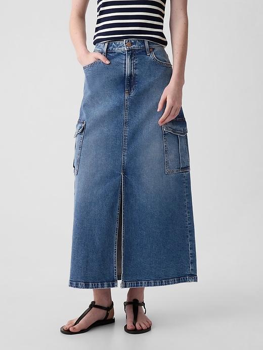 Denim Cargo Maxi Skirt product image