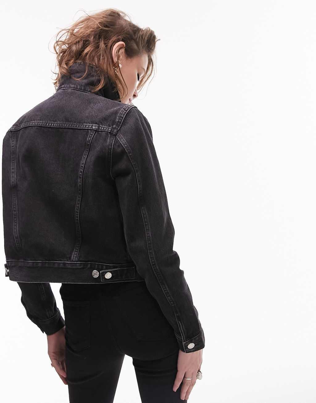 Topshop denim Tilda jacket in washed black Product Image