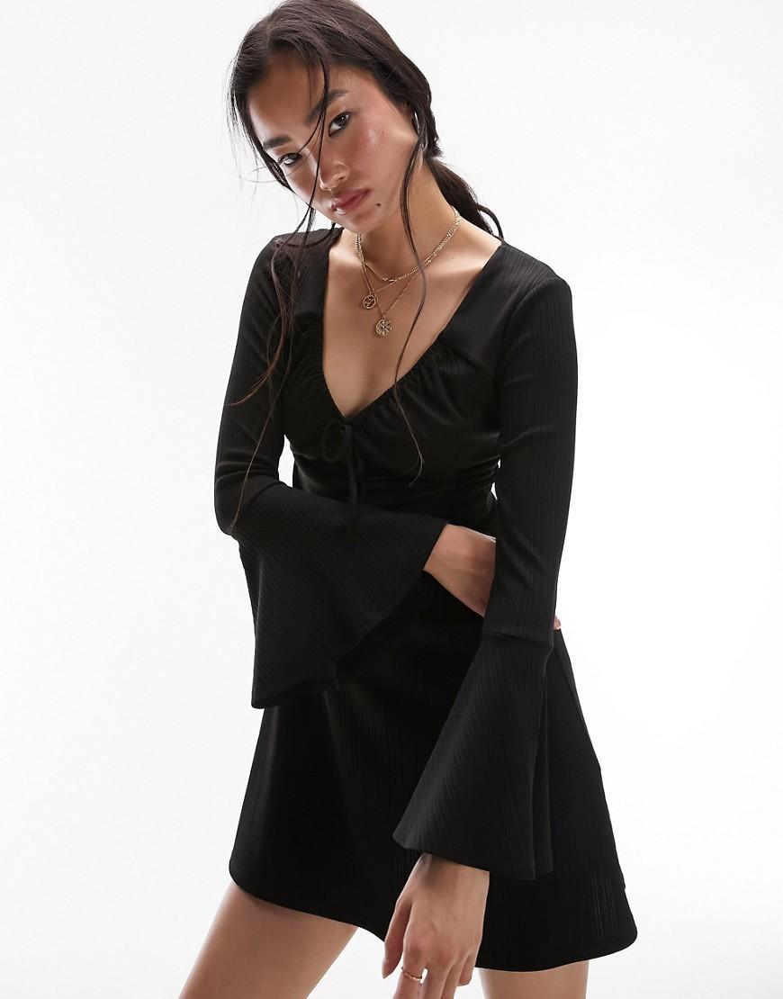 Topshop jersey mini tea dress in black Product Image