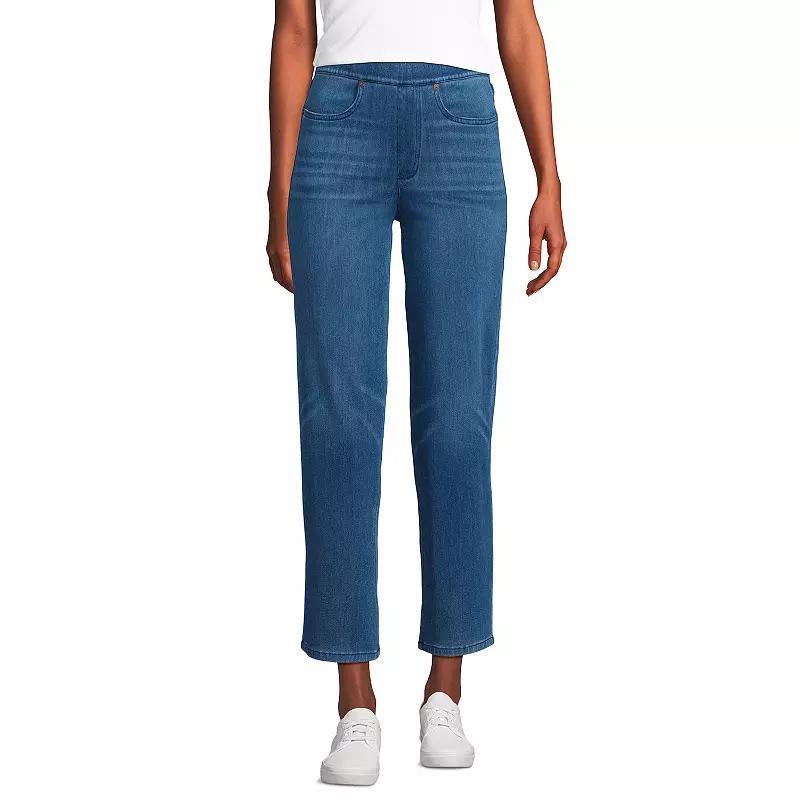 Womens Lands End High Rise Pull On Denim Crop Pants Blue Product Image