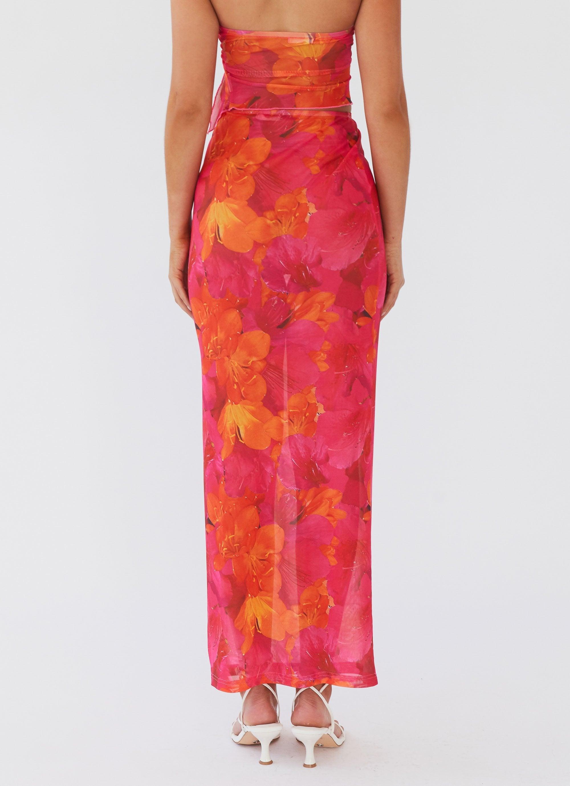 Rooftop Party Mesh Maxi Skirt - Floral Sun Product Image