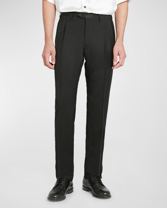 Mens Wool Pleated-Front Trousers Product Image