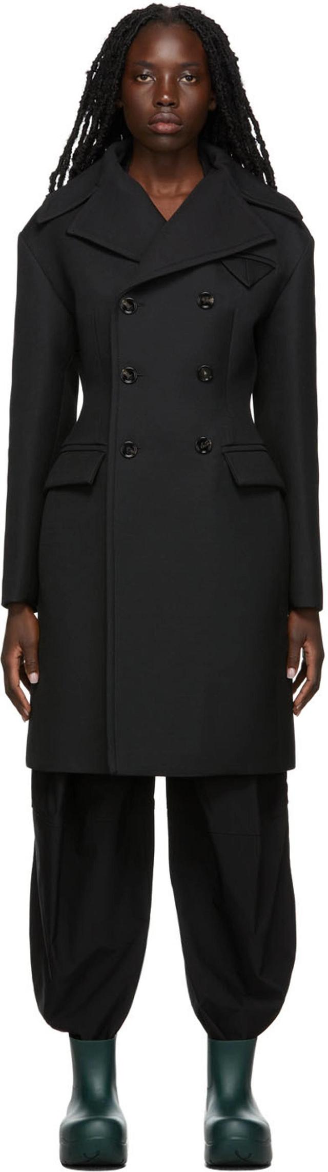 Black Wool Double-breasted Coat Product Image