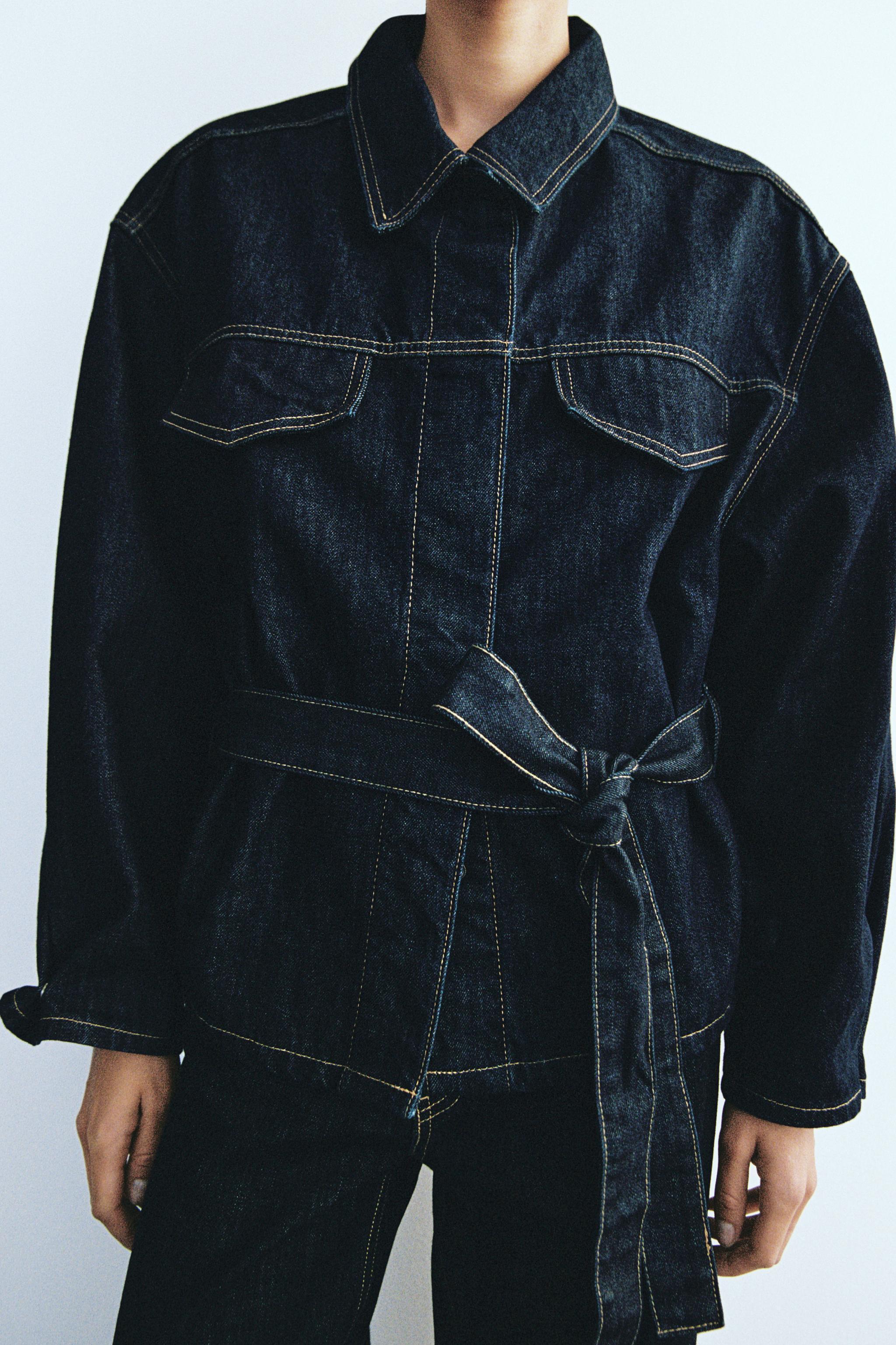 BELTED TRF DENIM JACKET Product Image