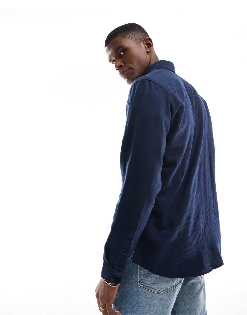 Jack & Jones flannel shirt in navy Product Image