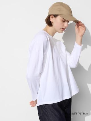 Womens Smooth Cotton Oversized T-Shirt Long-Sleeve White Medium UNIQLO US Product Image