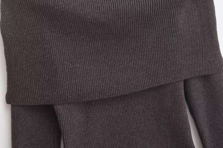 Turtleneck Plain Ribbed Sweater Product Image