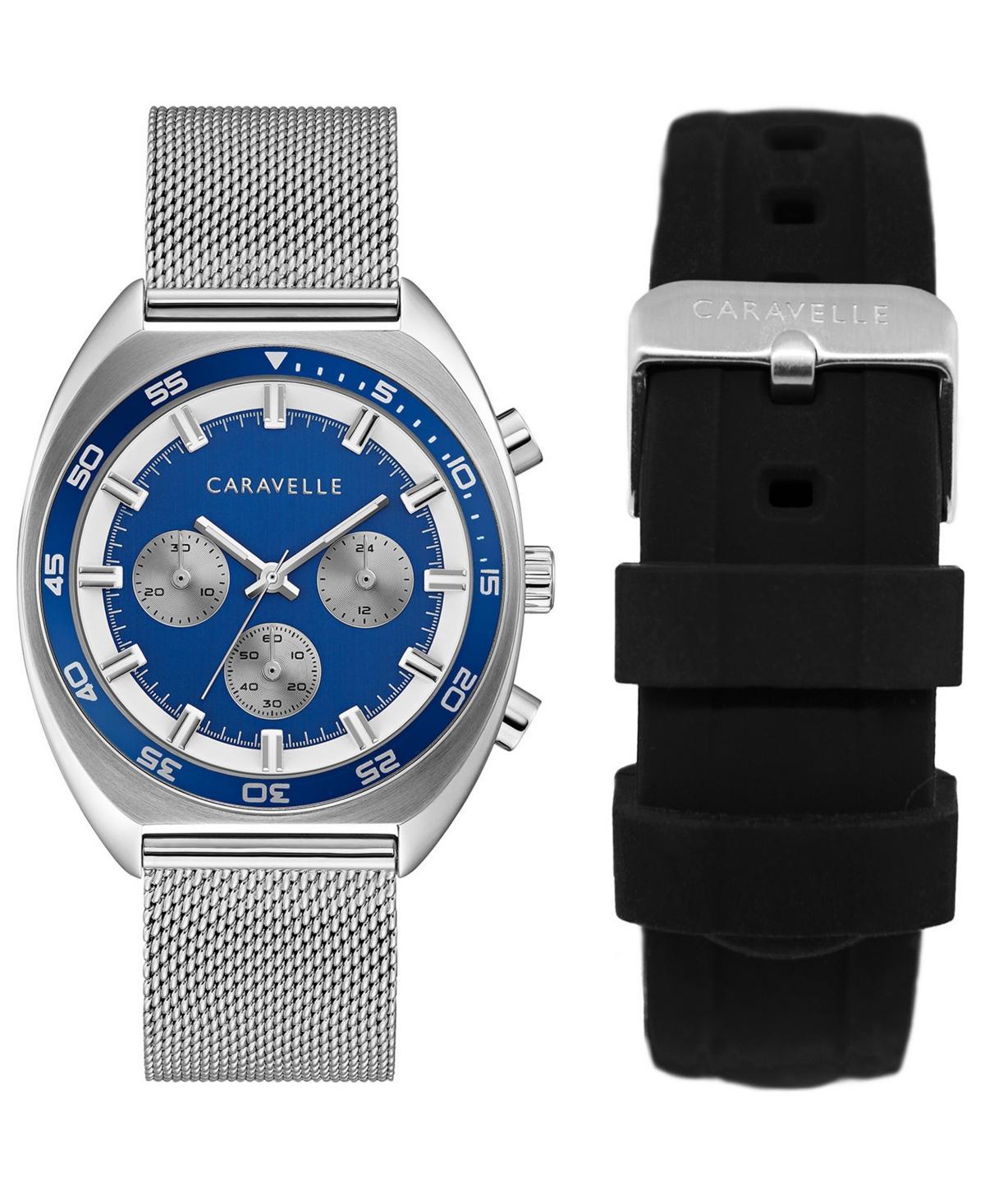 Caravelle Designed by Bulova Mens Chronograph Stainless Steel Mesh Bracelet Watch 40mm Box Set - Stainless Steel Product Image