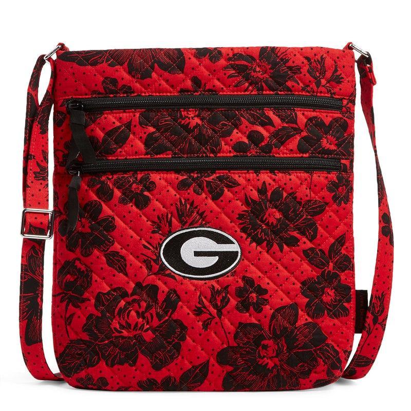 Vera Bradley Collegiate Triple Zip Hipster Crossbody Bag Women in Red/Black Rain Garden with University of Georgia Logo Product Image