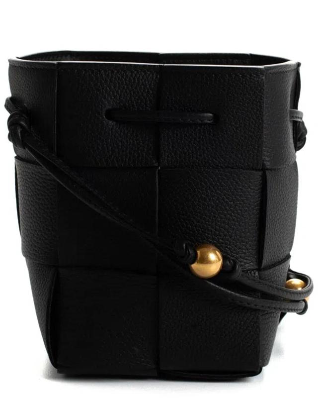 BOTTEGA VENETA Black Intrecciato Leather Mini Cassette Bucket Bag (authentic  ) Product Image