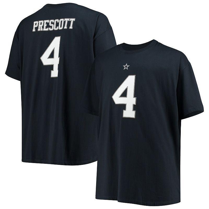 Men's Dak Prescott Navy Dallas Cowboys Big & Tall Player Name & Number T-Shirt, Size: 3XB, Blue Product Image