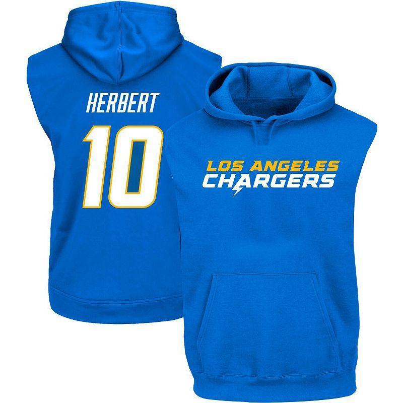 Mens Justin Herbert Powder Blue Los Angeles Chargers Big & Tall Muscle Pullover Hoodie Product Image