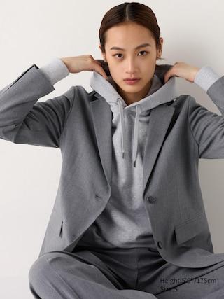 Womens Tailored Jacket Relaxed Fit Gray XS UNIQLO US Product Image