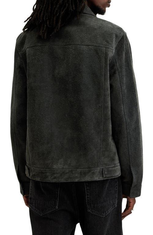 ALLSAINTS Hopper Suede Trucker Jacket In Washed Black Product Image