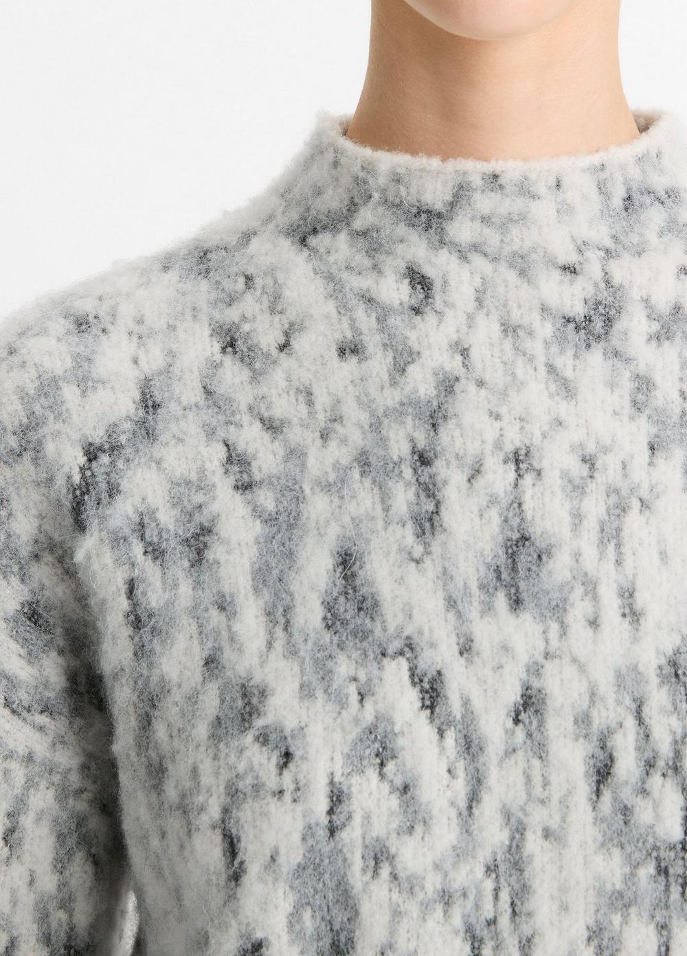 Abstract Onyx Jacquard Wool-Blend Mock Neck Sweater Product Image