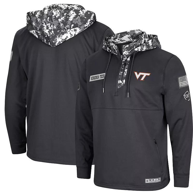 Mens Colosseum Virginia Tech Hokies OHT Military Appreciation Digital Camo Quarter-Zip Hoodie Grey Product Image