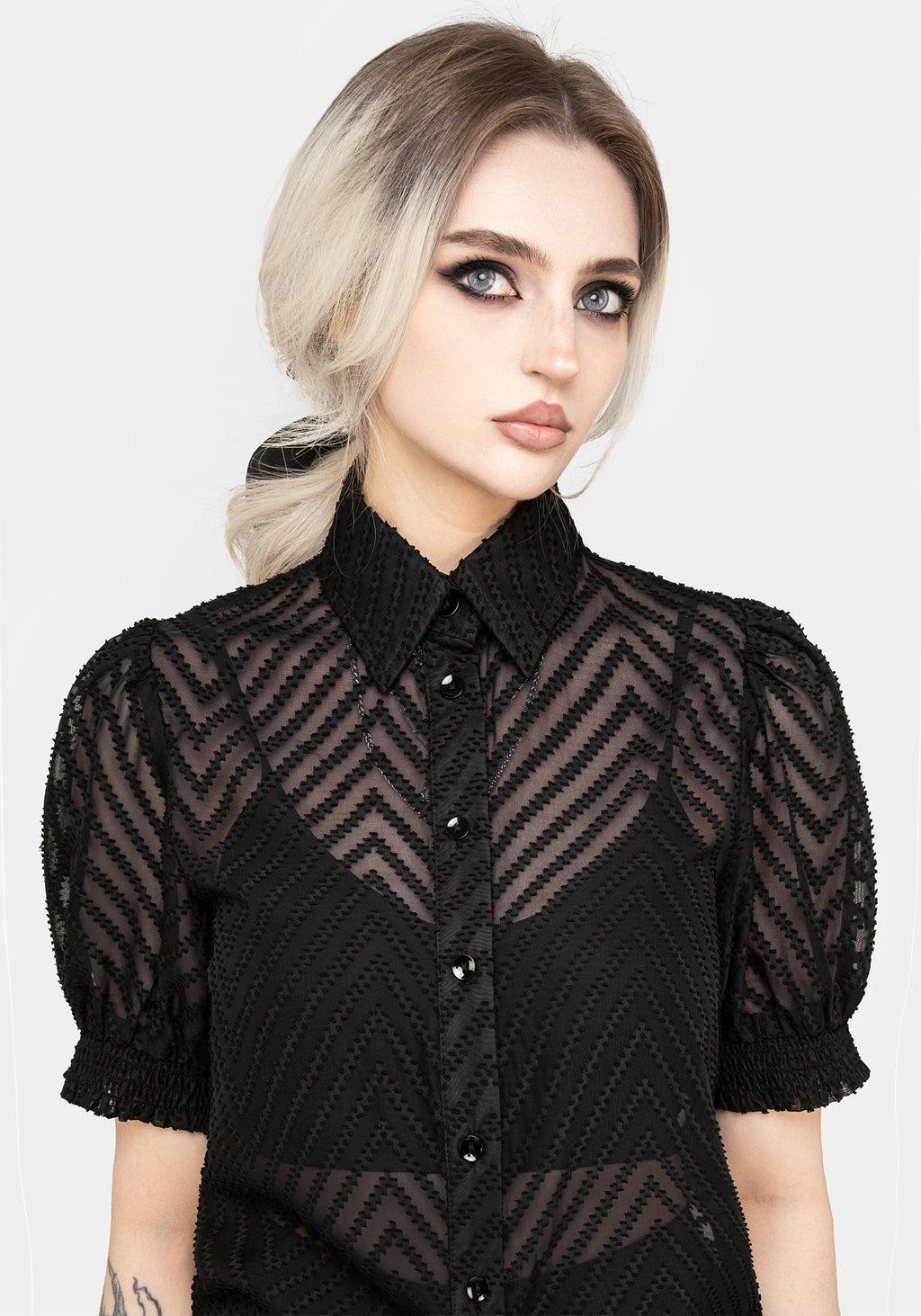 Chevron Button Up Blouse Top Product Image