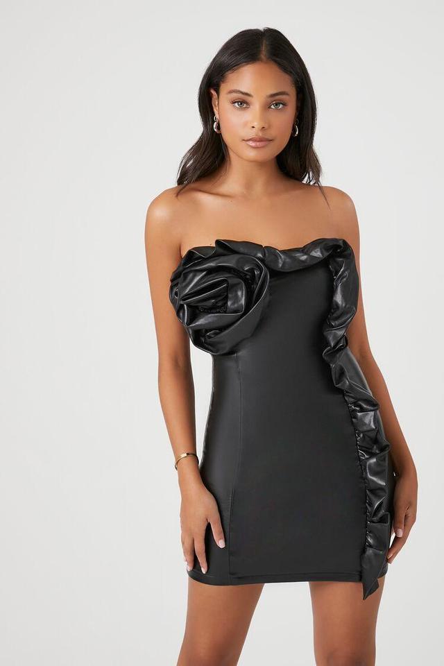 Faux Leather Rosette Tube Dress | Forever 21 Product Image