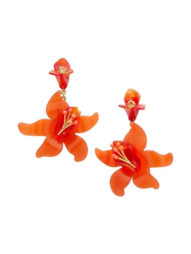 Womens Goldtone & Mixed-Media Flower Drop Earrings Product Image