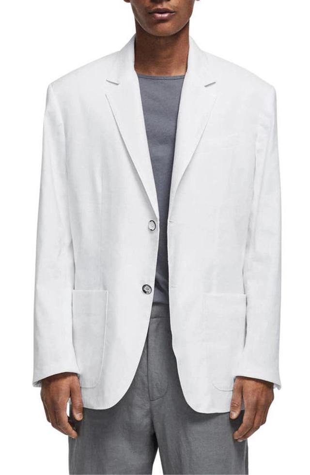 Men's Shift Linen Blazer In Off White Product Image