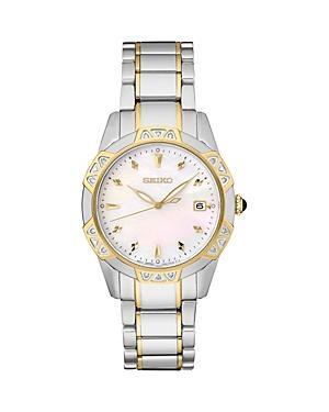 Seiko Womens Diamond (1/6 ct. t.w.) Two Tone Stainless Steel Bracelet Watch 33mm Product Image