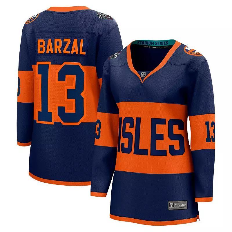 Womens Fanatics Branded Mathew Barzal Navy New York Islanders 2024 NHL Stadium Series Breakaway Player Jersey Isl Blue Product Image