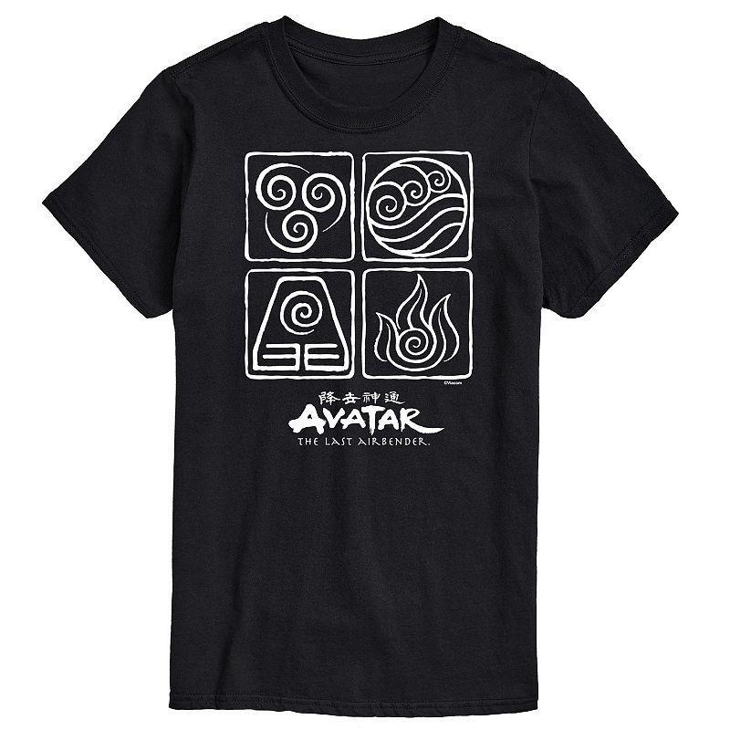 Big & Tall Avatar The Last Airbender Four Elements Graphic Tee, Mens Black Product Image