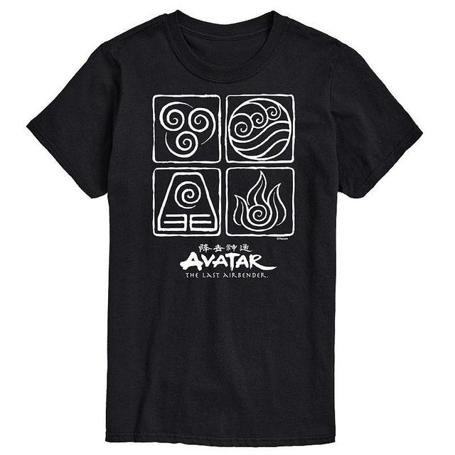 Big & Tall Avatar The Last Airbender Four Elements Graphic Tee, Mens Black Product Image