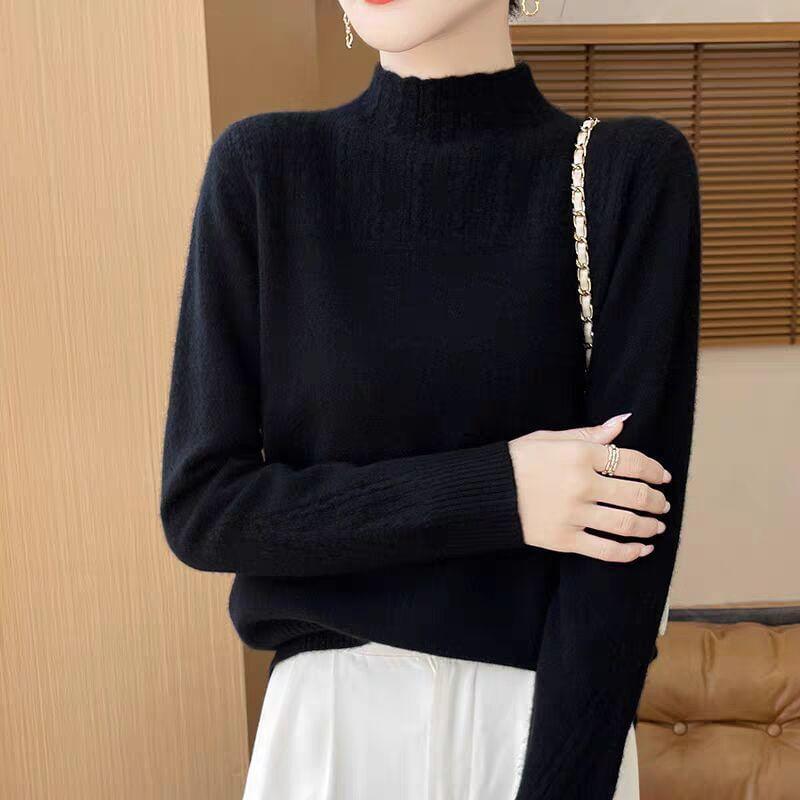 Mock Neck Plain Sweater Product Image