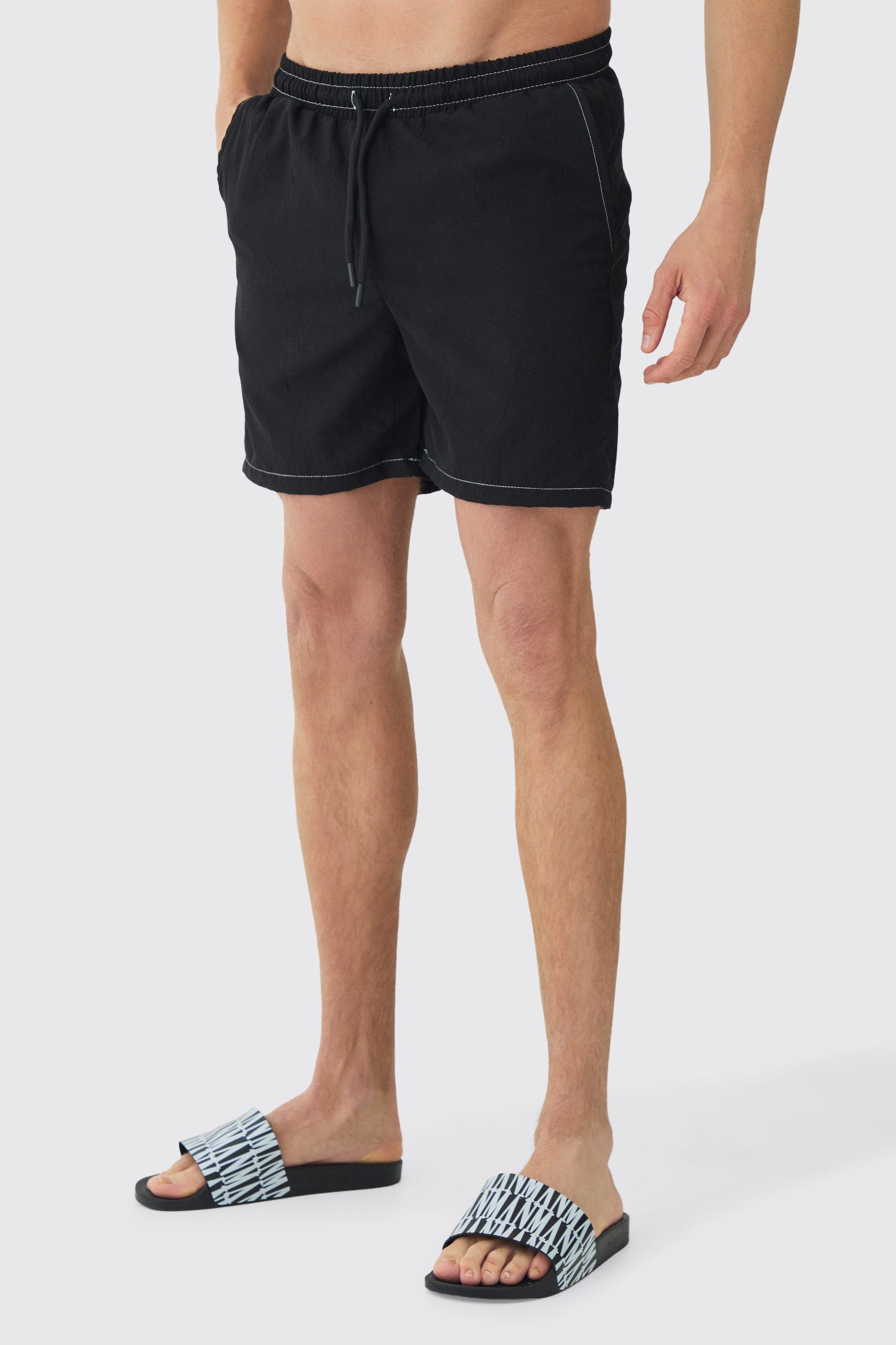 Regular Fit Ripstop Mid Length Swim | boohooMAN USA Product Image