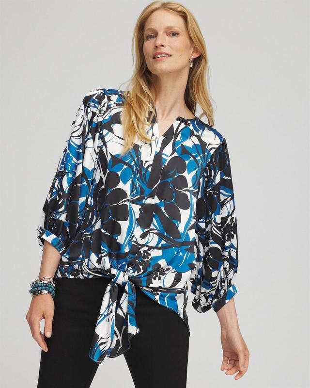 Women's Floral Tie-Front Blouse Product Image