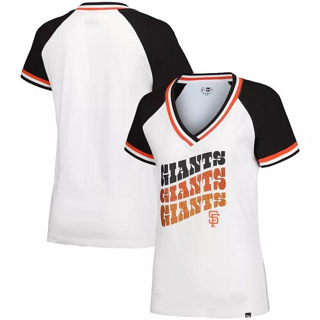 Womens New Era San Francisco Giants Jersey Double Binding Raglan V-Neck T-Shirt Product Image