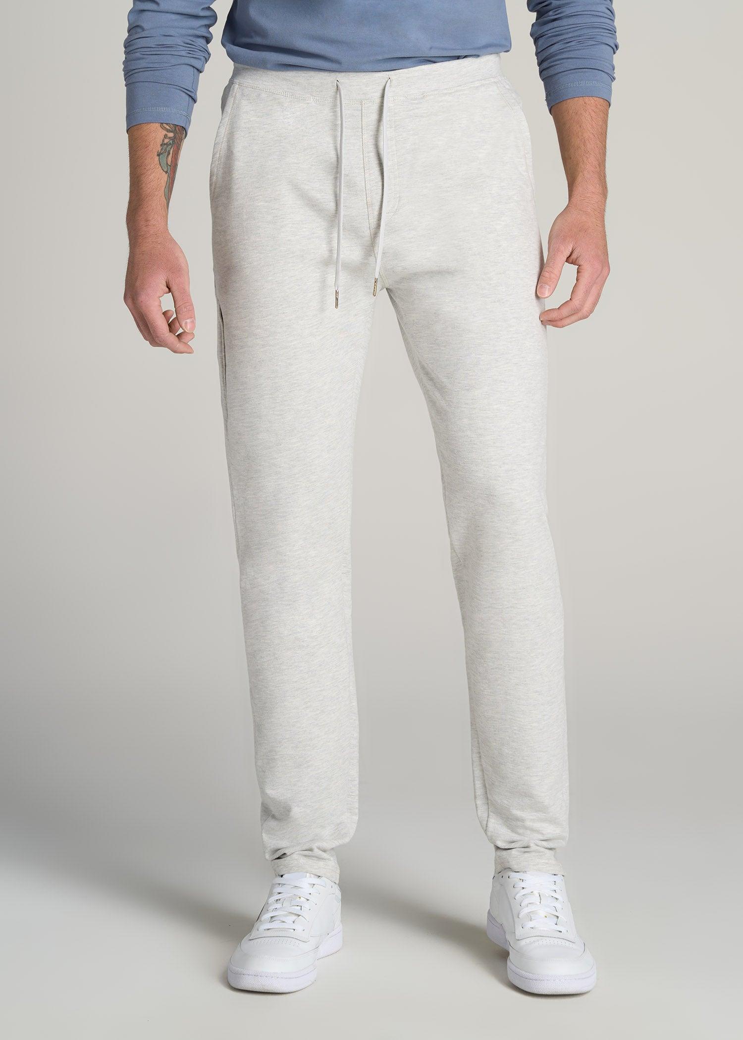 Microsanded French Terry Sweatpants for Tall Men in Grey Mix Male Product Image