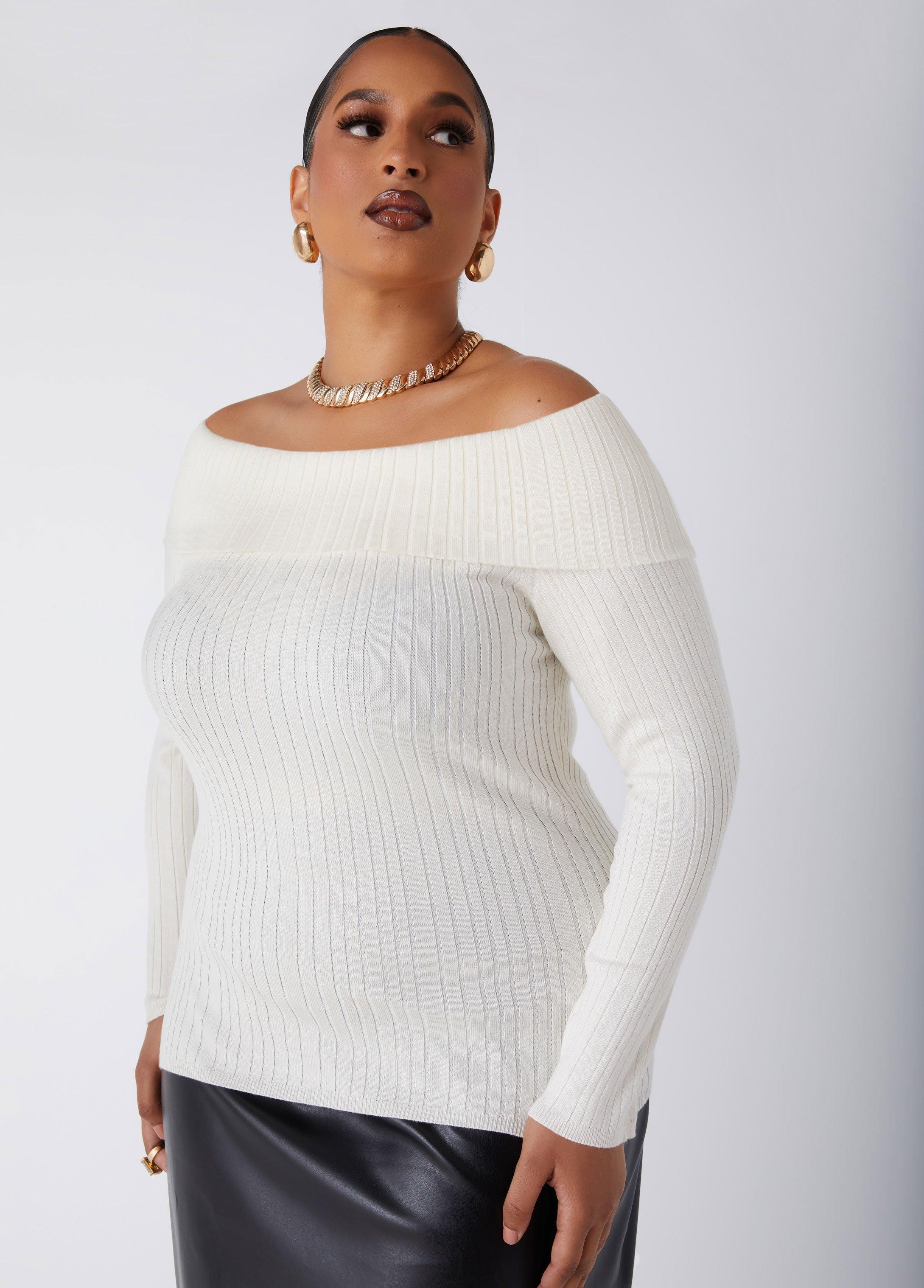 Off The Shoulder Ribbed Sweater Product Image