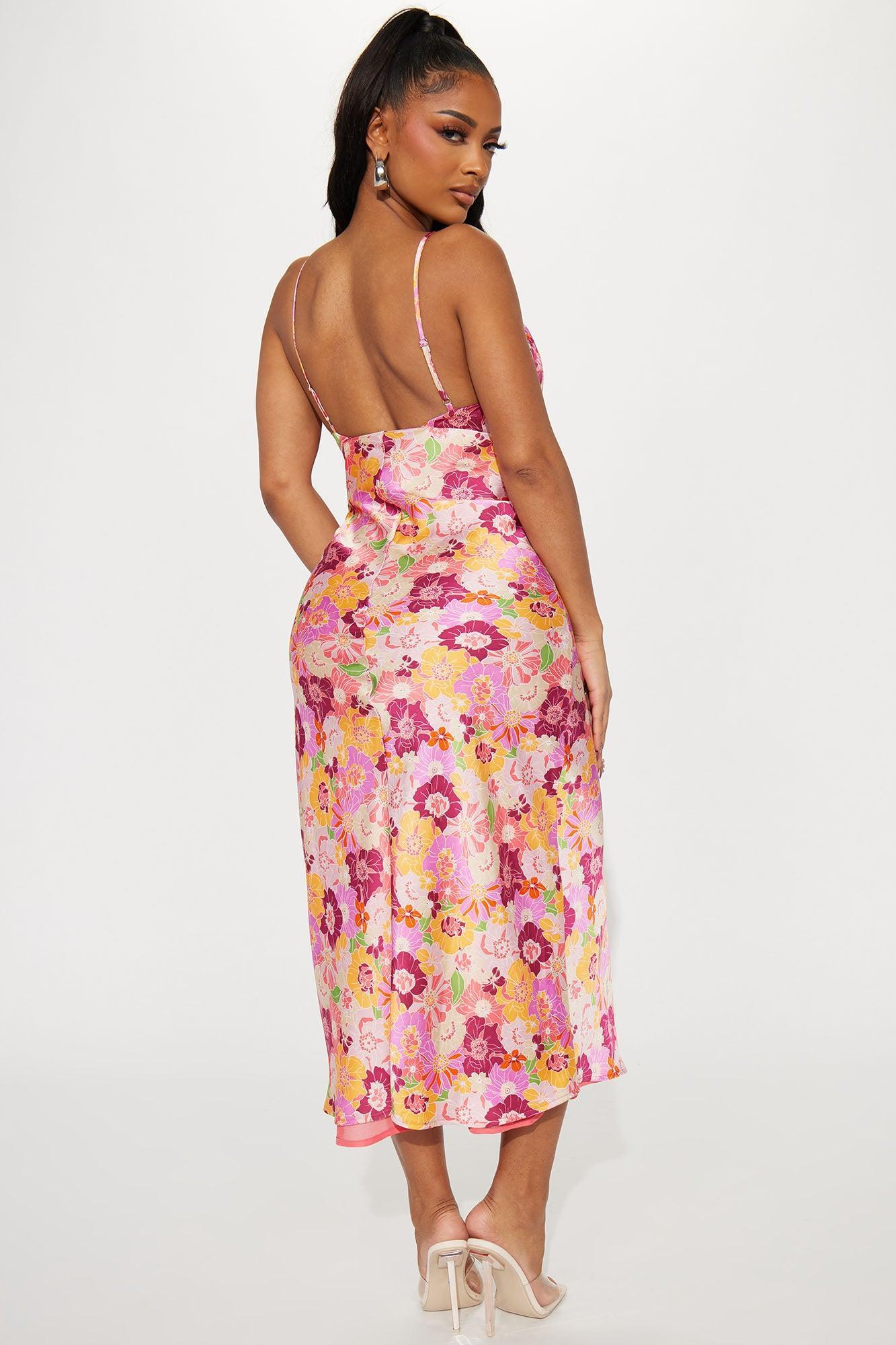 Daniella Satin Maxi Dress - Pink/combo Product Image