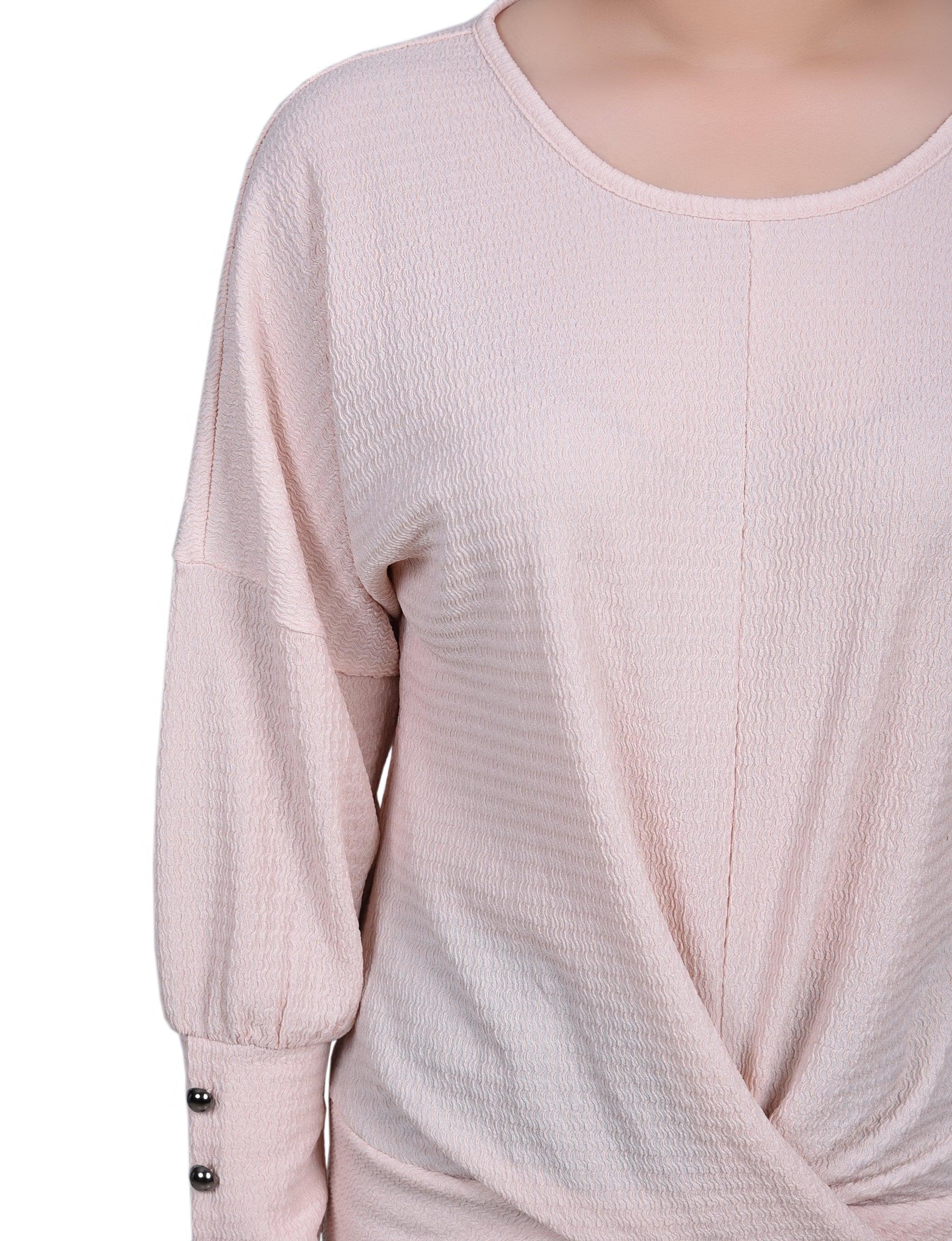 Long Sleeve Textured Knit Top - Petite Product Image