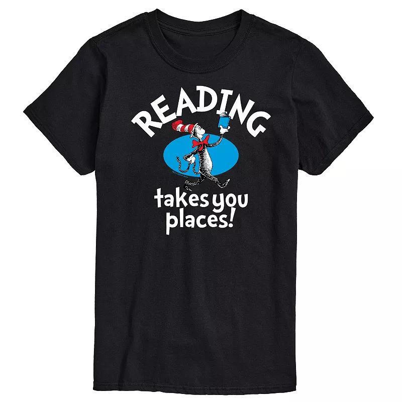 Mens Dr. Seuss The Cat in the Hat Reading Takes You Places Graphic Tee Product Image