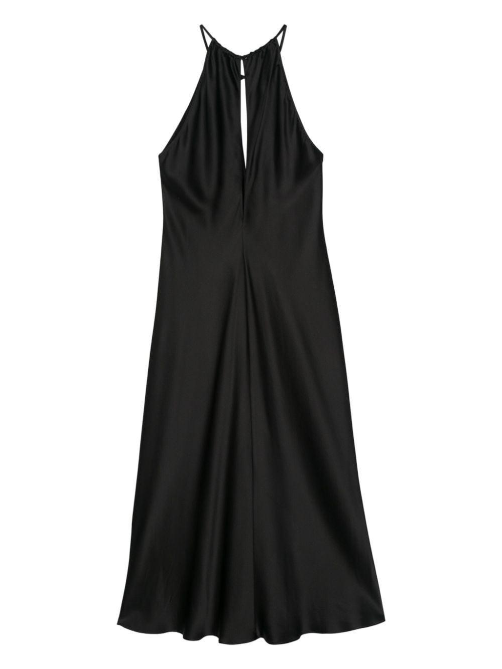 NILI LOTAN Eglantine Silk Charmeuse Halter Midi Dress In Black Product Image