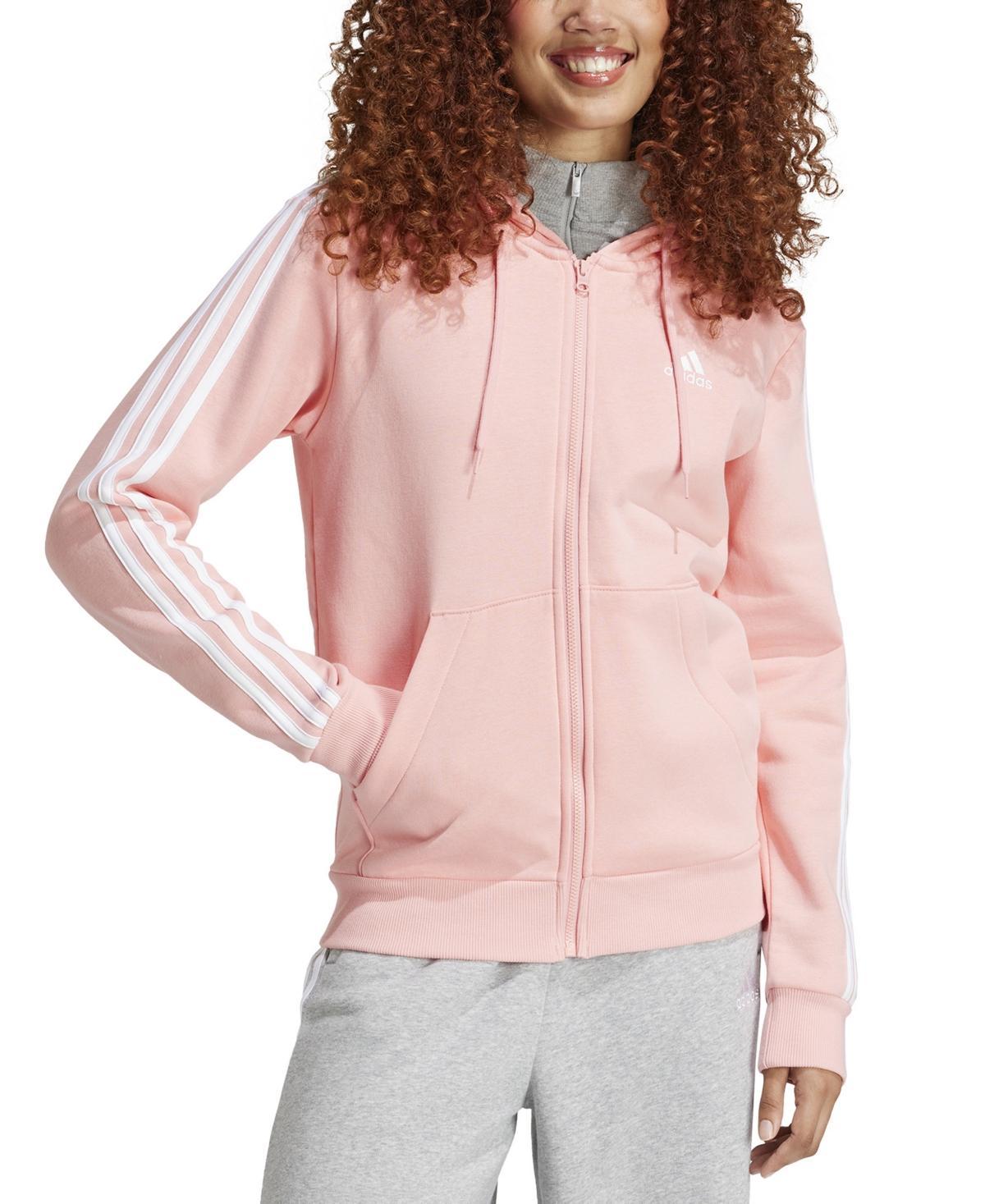 Womens adidas Essentials 3-Stripes Full-Zip Fleece Hoodie Product Image