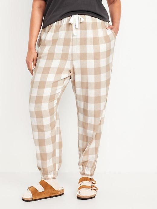 High-Waisted Flannel Pajama Joggers Product Image