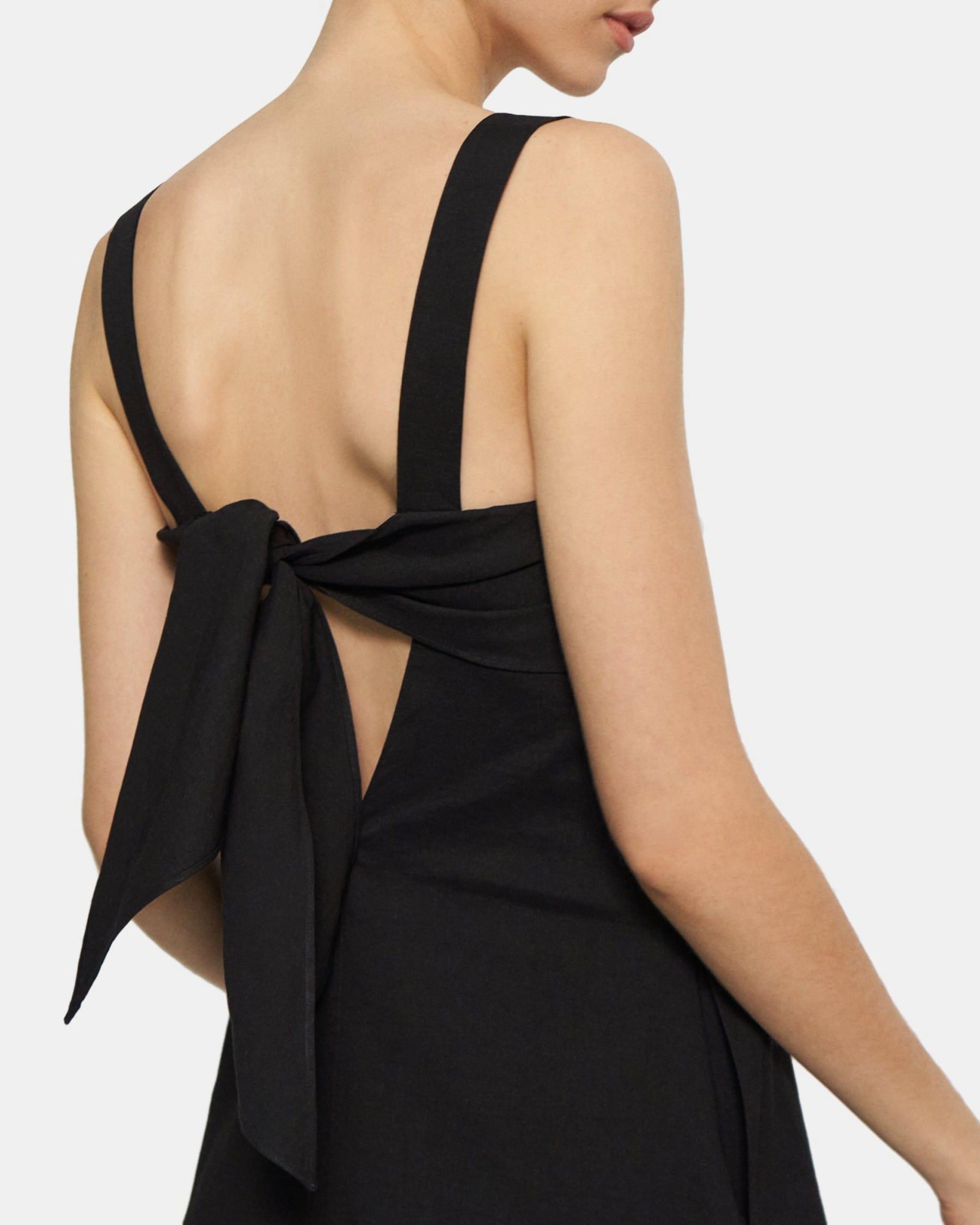 Tie-Back Dress in Stretch Linen Product Image