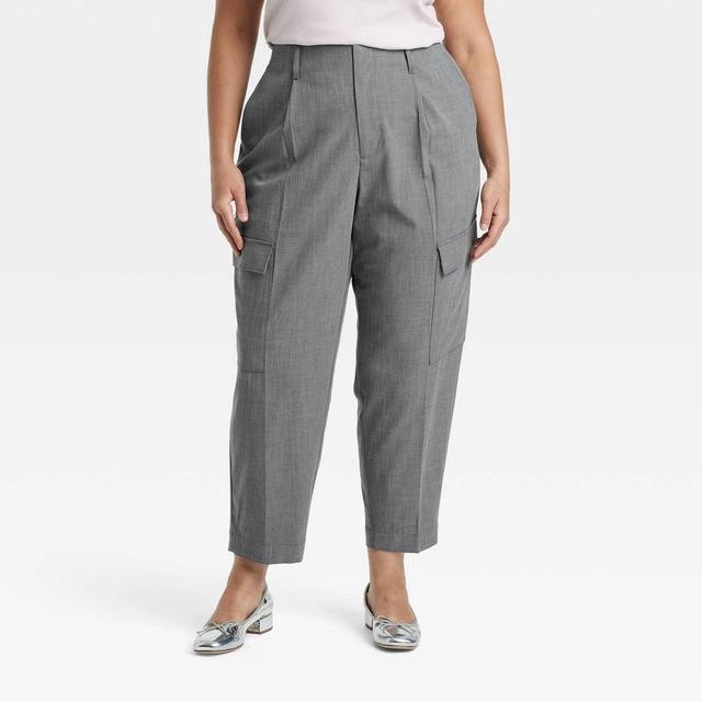 Womens High-Rise Tapered Ankle Cargo Trousers - A New Day Product Image