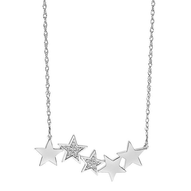 Sterling Silver 1/10 Carat T.W. Diamond Star Necklace, Womens Product Image