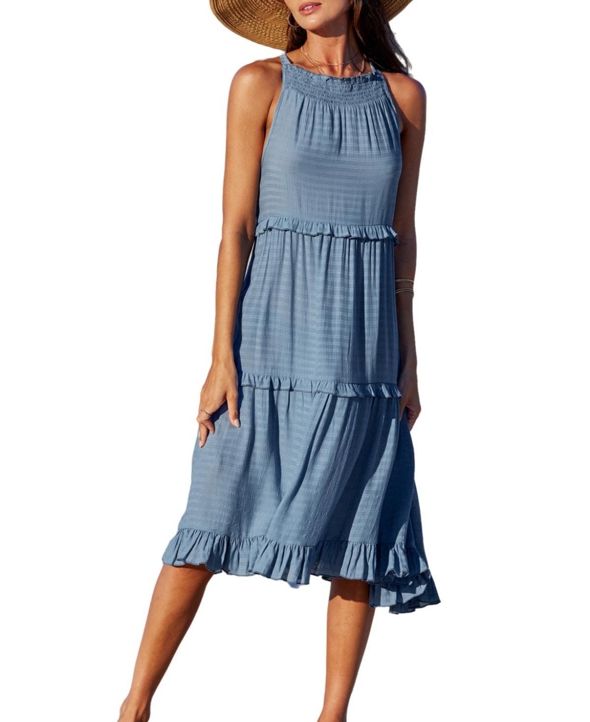 Women's Slate Smocked & Ruffled Dress Product Image