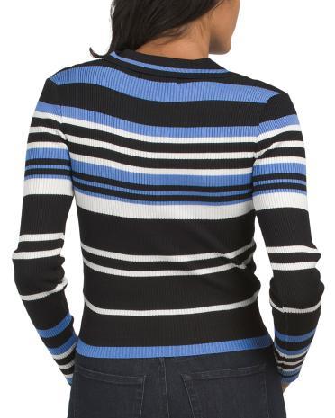 Long Sleeve Striped Collar Pullover Top for Women Product Image