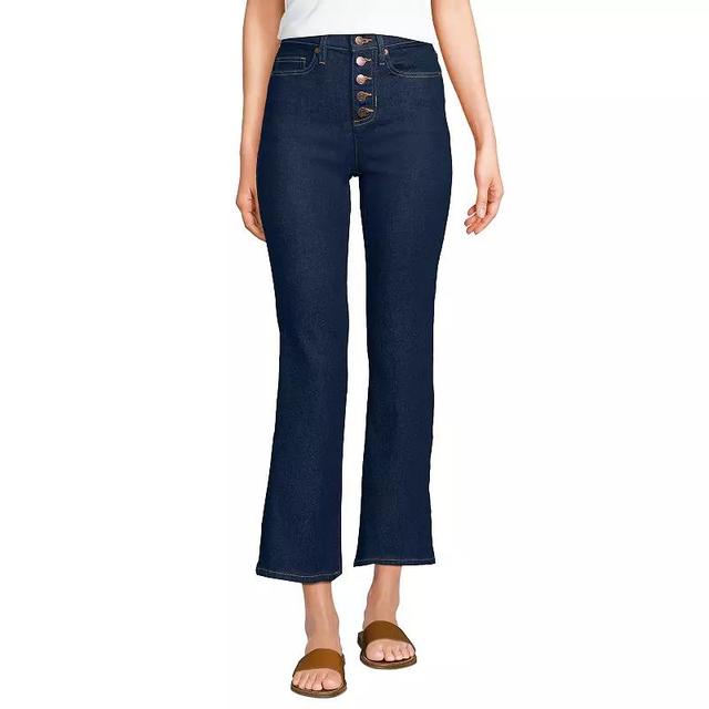 Womens Lands End Recover High Rise Button Front Kick Flare Crop Jeans Blue Tide Blue Product Image