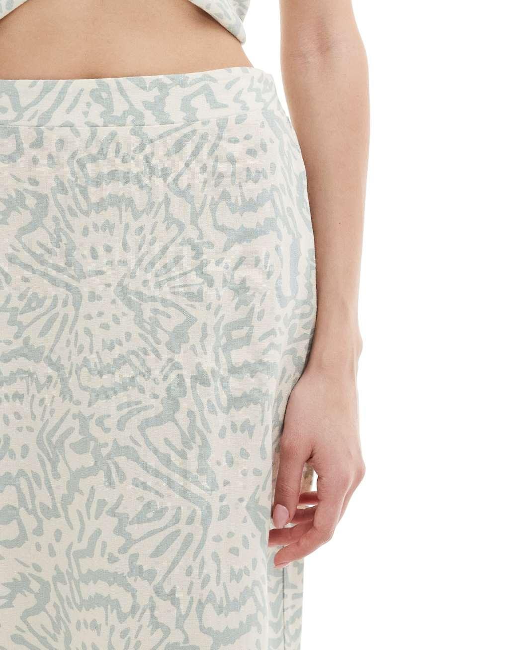 Vero Moda linen blend midi skirt in abstract print - part of a set Product Image